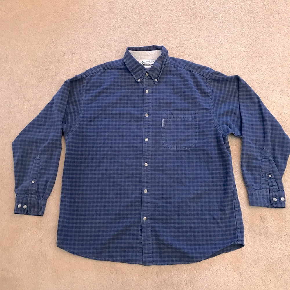 Columbia Flannel Shirt Mens XL Blue Heavy Cotton Button Down Utility Gorpcore